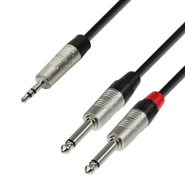 Audiokabel 3.0 meter - 3.5 mm Jack stereo to 2 x 6.3 mm Jack mono