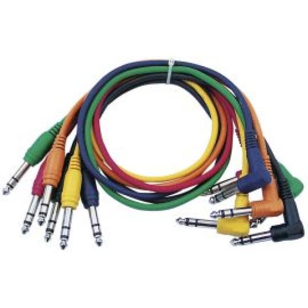 Stereo Patchcable 30cm Hooked and Straight Plug Six Colours